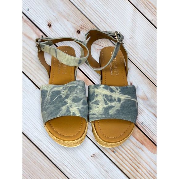 Coconuts By Matisse Topic Platform Espadrille Wedge Sandals Blue Size 7M - Picture 3 of 6